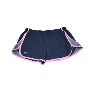 Under Armour Heat Gear Semi Fitted Black Pink Athletic Gym Shorts M Activewear